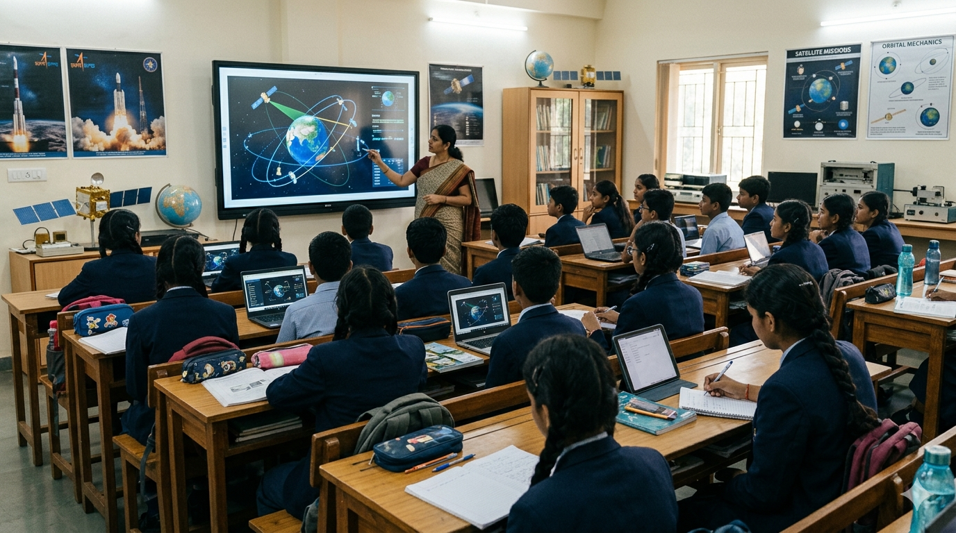 Students working on satellite simulation and space technology project