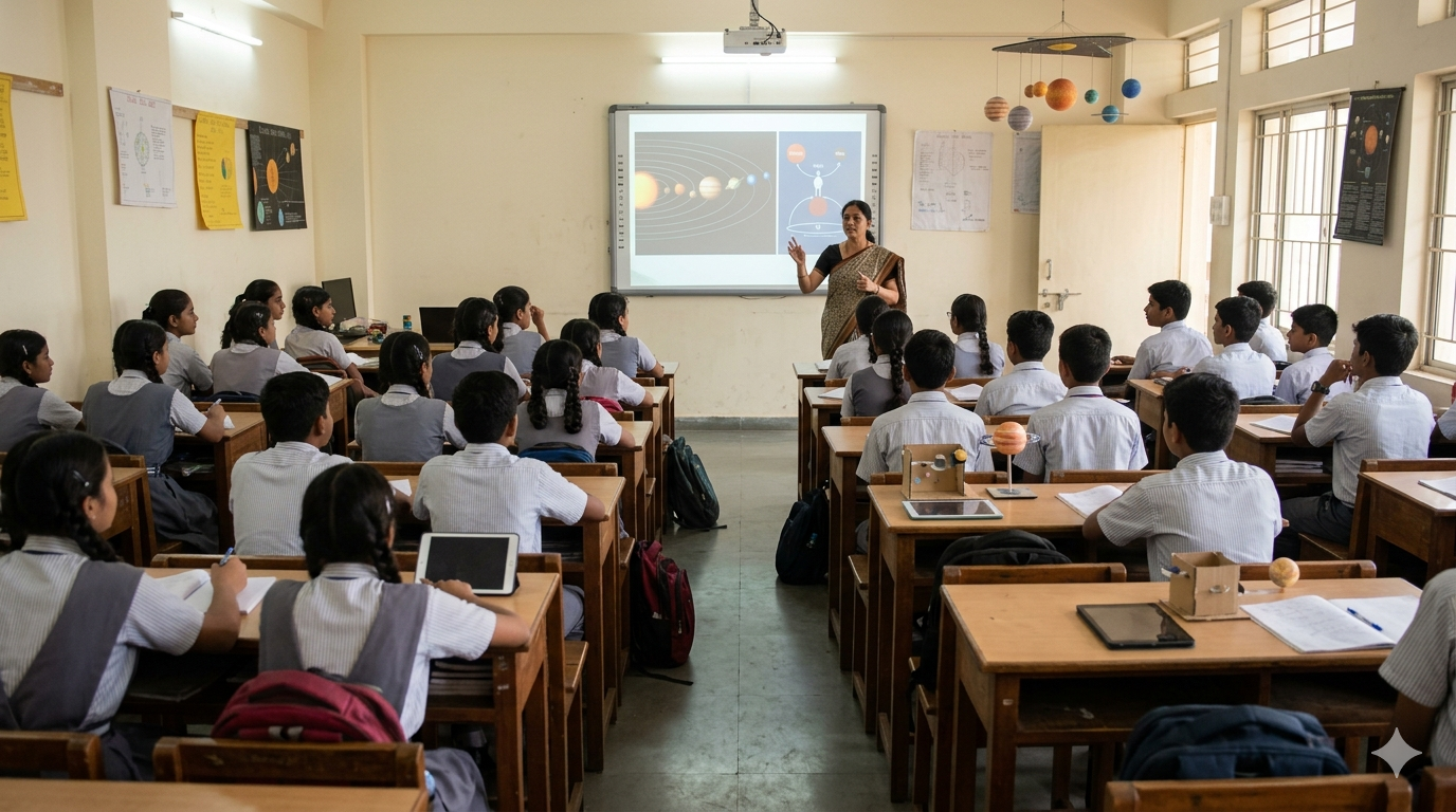 Students conducting space science experiments in laboratory